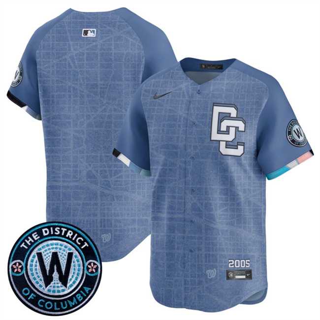 Mens Washington Nationals Blank Blue 2025 City Connect Limited Stitched Jersey Dzhi